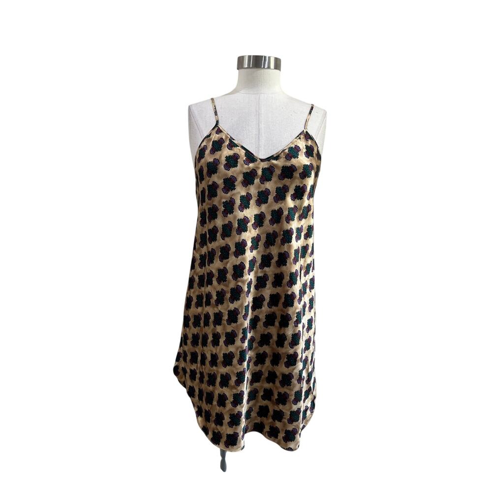 Dentelle Vintage Satin‎ Floral Print Slip Dress Y2K Chic Size M